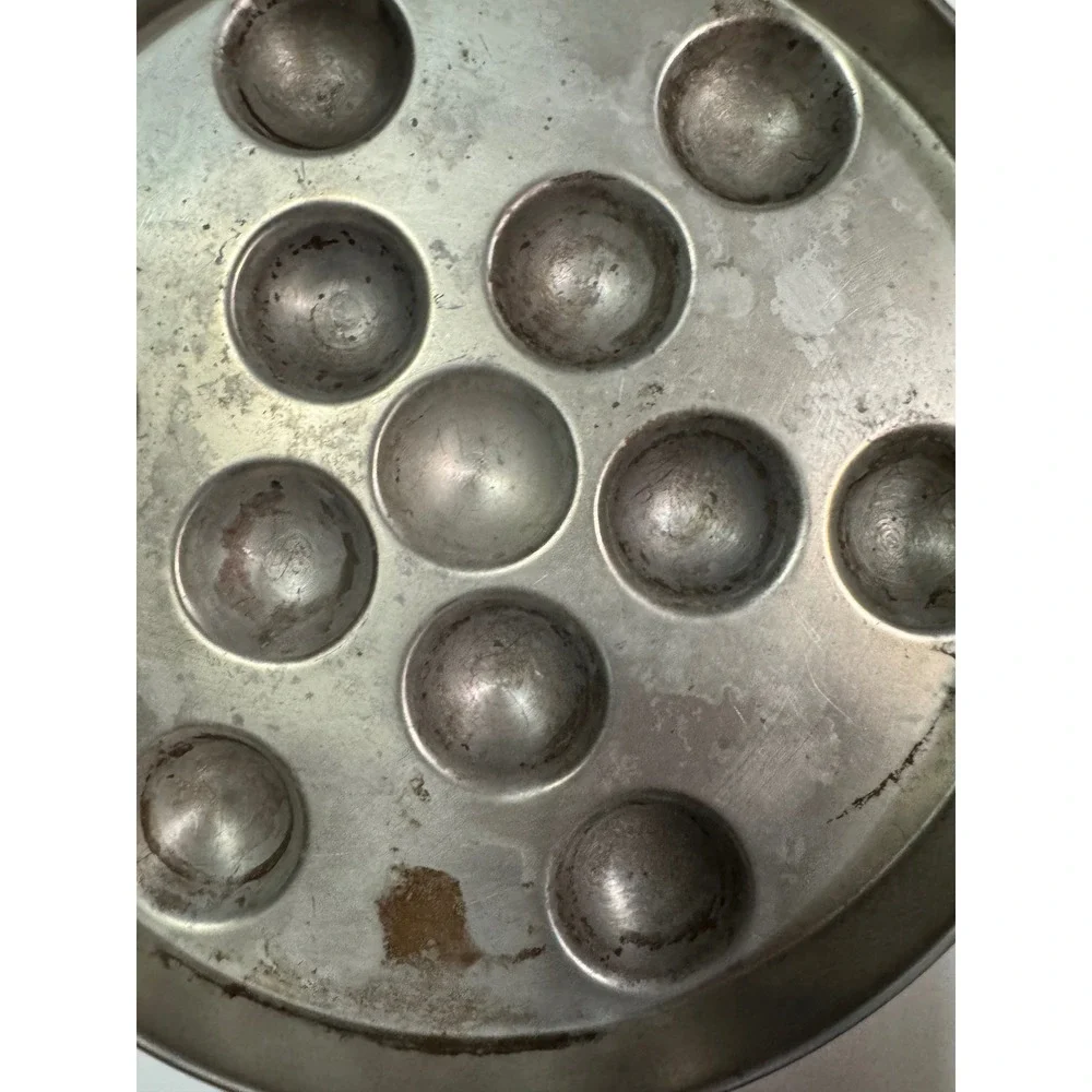 Vintage Copper Escargot Pan 12 Wells Brass Handles French Snail Baking 10.5in